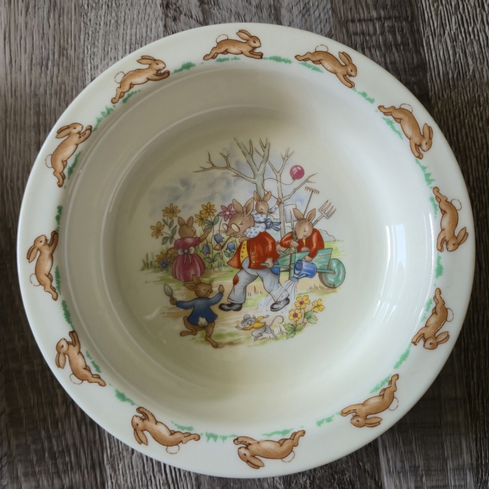 Royal Doulton Bunnykins Bowls Set 2 Vintage Fine Bone China English Kids 1980s - Picture 11 of 16
